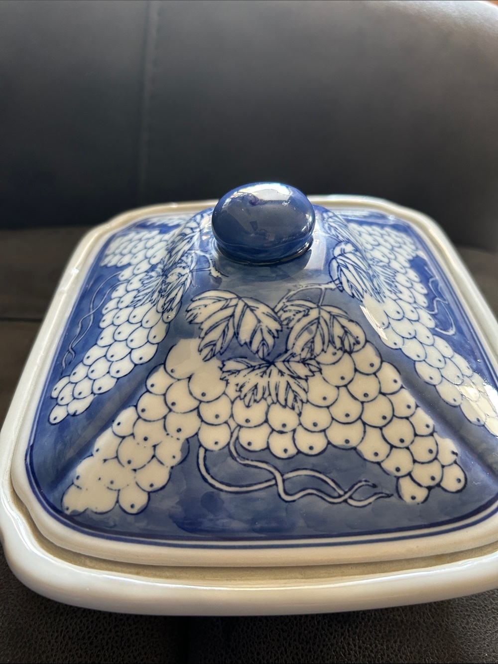 Blue and White Ceramic Covered Butter Dish - Guangzhou